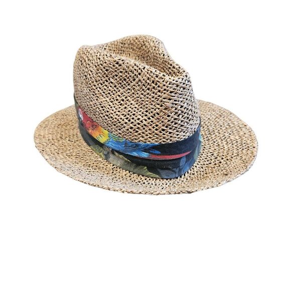 Panama Jack Other - Panama Jack Cowboy Hat Straw OS Western Tropical Parrot Trim